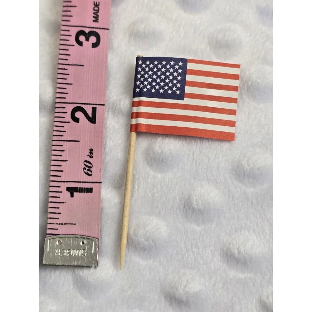Vintage Cocktail Paper Flags Picks American Party Toothpicks Y2K Progressus Food